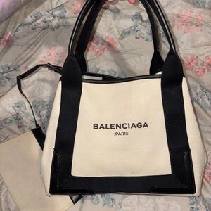 Balenciaga Black and White Tote Bag